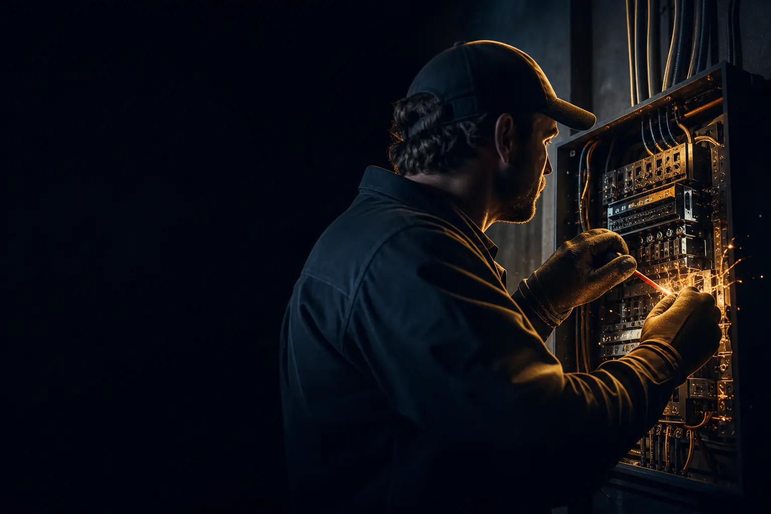 Electric Yahweh electrician servicing an electrical panel