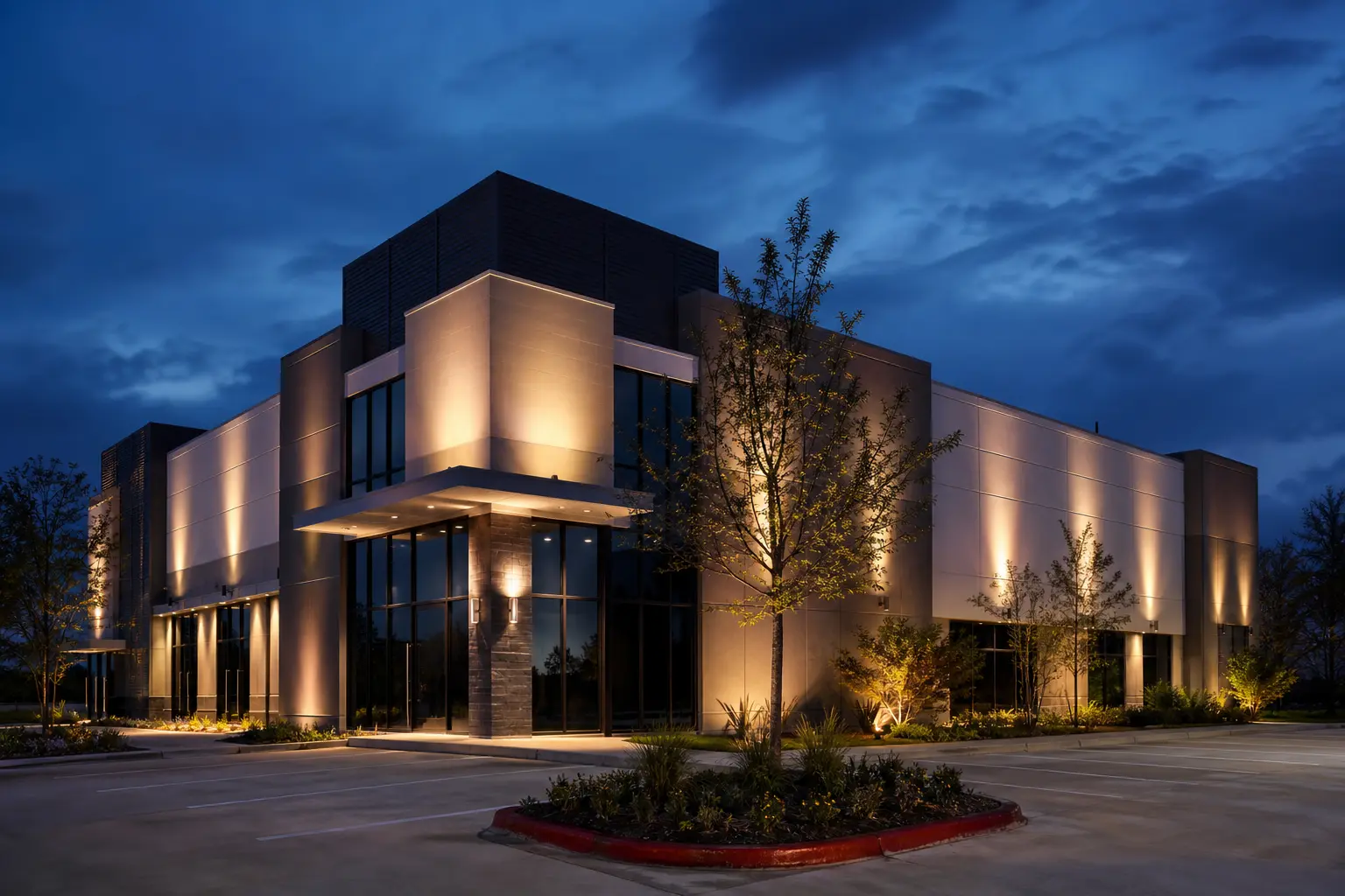 Commercial exterior lighting project in The Woodlands, TX by Electric Yahweh